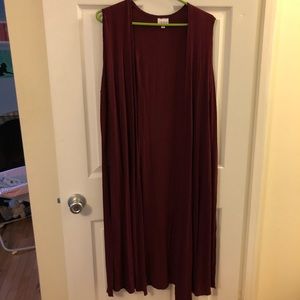 Burgundy LulaRoe Joy Duster Vest Size M